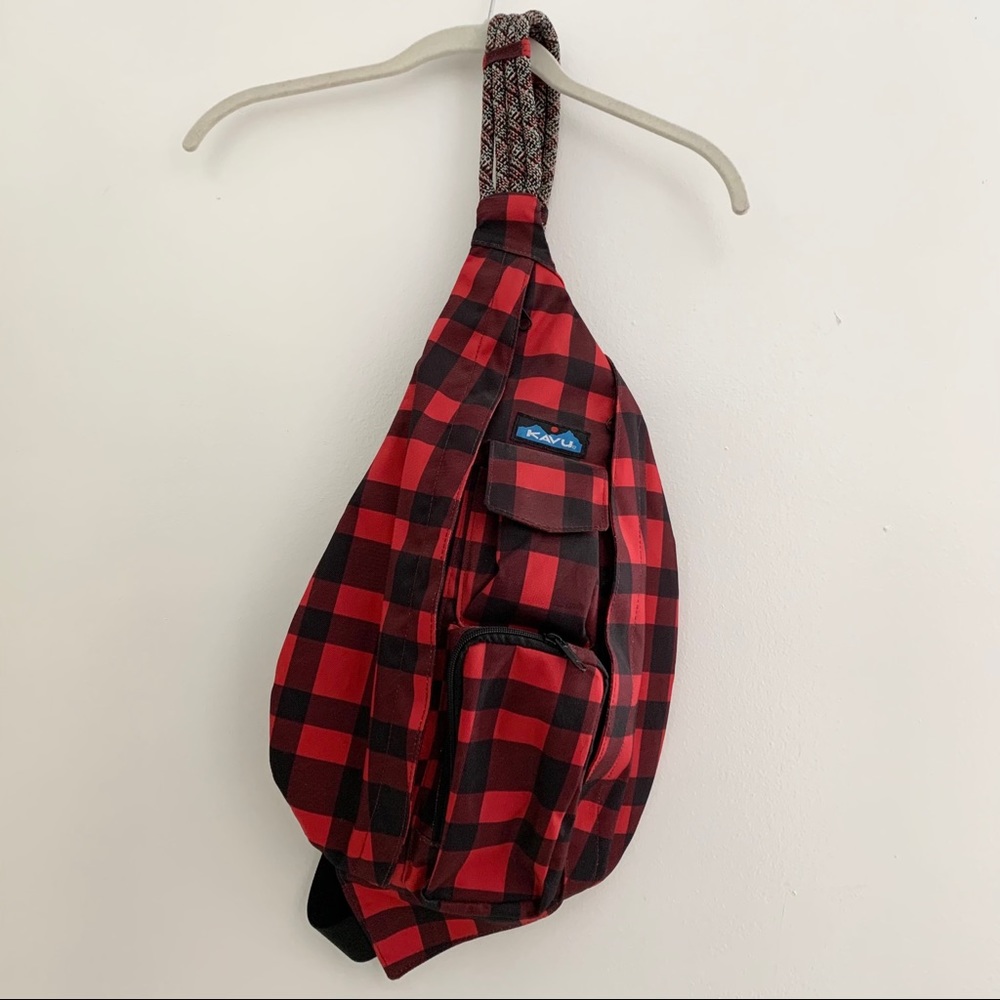 NWOT Kavu Rope Bag Retired Print Red Buffalo Plaid